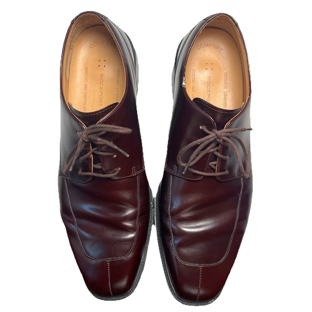 Rockport Mens Burgundy Leather Square Toe Oxford Dress Shoes 11 Wide